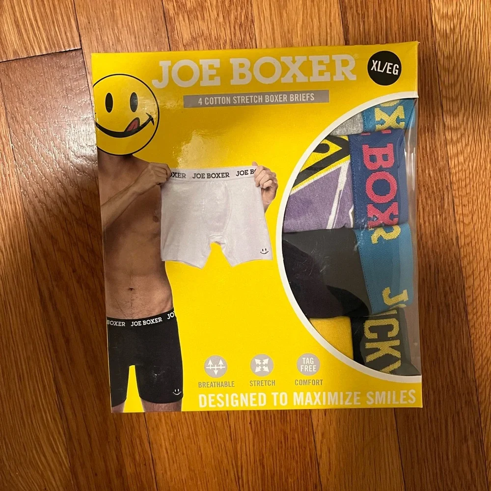Joe Boxer 4 pk Cotton Stretch Boxer Briefs XL 40 - 42 Warning Contain Nut Theme